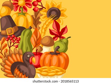 Happy Thanksgiving Day background. Design with holiday objects.