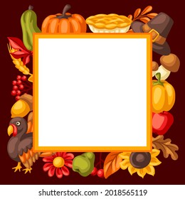 Happy Thanksgiving Day background. Design with holiday objects.
