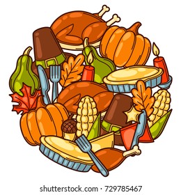 Happy Thanksgiving Day background design with holiday objects.