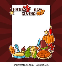 Happy Thanksgiving Day background with holiday objects.
