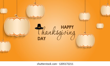 Happy Thanksgiving Day background with pumpkins.  Vector illustration.