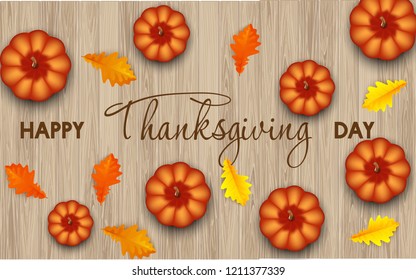 Happy Thanksgiving Day background with pumpkins. Vector illustratio