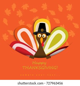 Happy Thanksgiving Day background with turkey. Vector illustration.