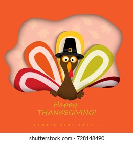 Happy Thanksgiving Day background with turkey. Vector illustration.