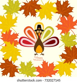 Happy Thanksgiving Day background with turkey. Vector illustration.