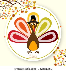 Happy Thanksgiving Day background with turkey. Vector illustration.