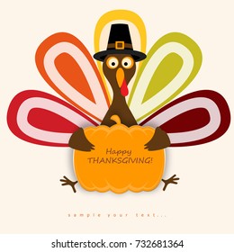 Happy Thanksgiving Day background with turkey. Vector illustration.