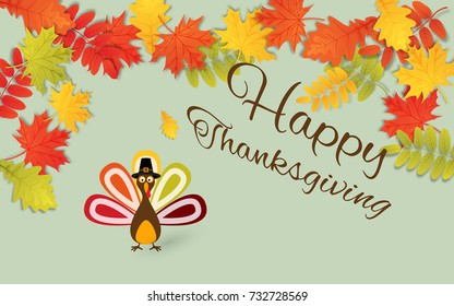 Happy Thanksgiving Day background with turkey. Vector illustration.