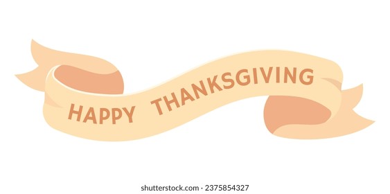 Happy thanksgiving day banner ribbon 2D cartoon object. Harvest festival retro congratulations isolated vector item white background. Autumn season. Friendsgiving greeting color flat spot illustration