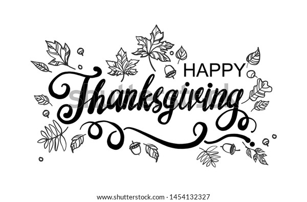 Happy Thanksgiving Day Beautiful Hand Drawn Stock Vector (Royalty Free ...