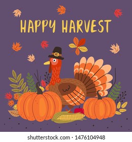 Happy Thanksgiving Day card design  - vector illustration, eps    