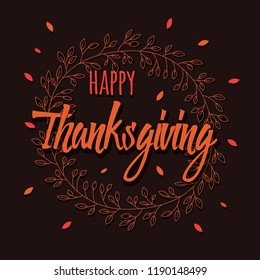 Happy Thanksgiving day card with floral decorative elements, colorful design, vector illustration