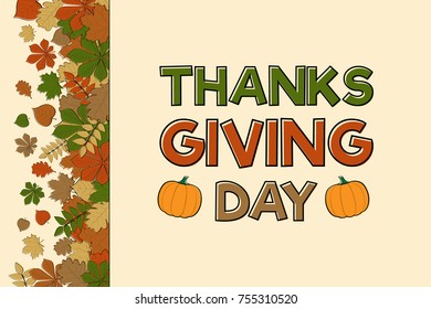 Happy Thanksgiving Day - card with greetings. Vector.