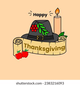 Happy thanksgiving day card in hand drawn style