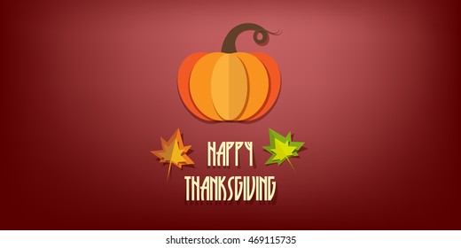 Happy Thanksgiving Day cards and flyers set - pumpkin, autumn leaves isolated. Paper cut out style vector illustrations. Isolated craft style objects collection.