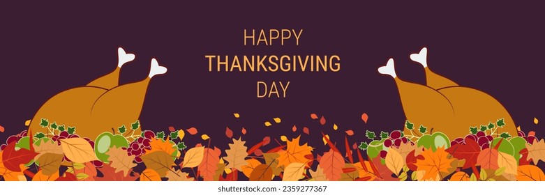 Happy Thanksgiving Day cartoon style vector illustration. Design for banner, flyer, invitation card, coupon, voucher