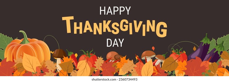 Happy Thanksgiving Day cartoon style vector illustration. Design for banner, flyer, invitation card, coupon, voucher