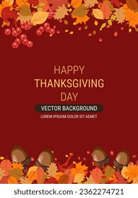 Happy Thanksgiving Day cartoon style vector illustration. Design for banner, flyer, invitation card, coupon, voucher
