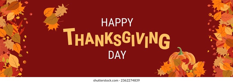 Happy Thanksgiving Day cartoon style vector illustration. Design for banner, flyer, invitation card, coupon, voucher