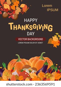 Happy Thanksgiving Day cartoon style vector illustration. Design for banner, flyer, invitation card, coupon, voucher