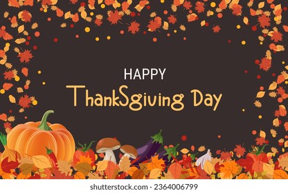 Happy Thanksgiving Day cartoon style vector illustration. Design for banner, flyer, invitation card, coupon, voucher