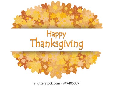 Happy Thanksgiving Day celebration card with orange maple autumn leaves vector background