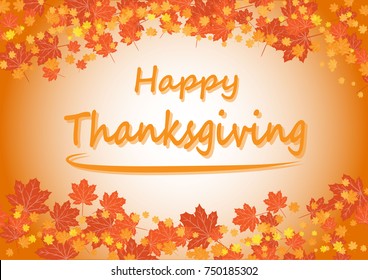 Happy Thanksgiving Day celebration card with orange maple autumn leaves vector background