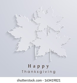 Happy Thanksgiving Day celebration concept with autumn leaves on grey background, can be use as flyer, banner or poster. 