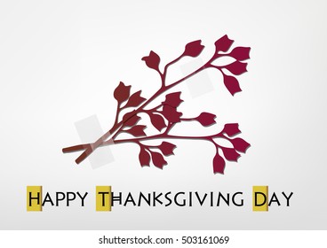 Happy Thanksgiving Day celebrations greeting card design with dried flowes on grey background.
