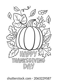 Happy Thanksgiving Day Coloring Page Printable Stock Vector (Royalty ...