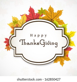 Happy Thanksgiving Day concept with colorful autumn leaves and space for your text. 