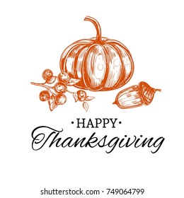 Happy Thanksgiving day. Concept. Vector hand drawn card. Sketch style