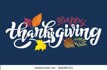 Happy ThanksGiving Day - cute hand drawn doodle lettering label. Give thanks. Be thankful.