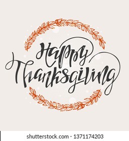 Happy ThanksGiving Day - cute lettering Label Art