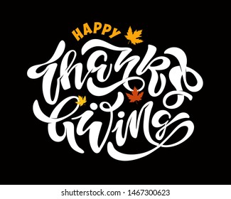 Happy thanksgiving day - cute template hand drawn doodle lettering poster banner art