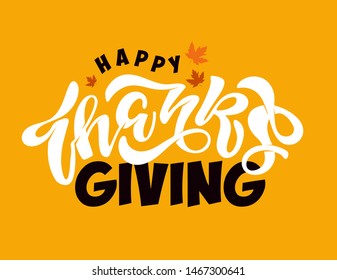 Happy thanksgiving day - cute template hand drawn doodle lettering poster banner art