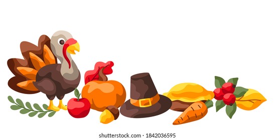 Happy Thanksgiving Day decoration. Design with holiday objects.