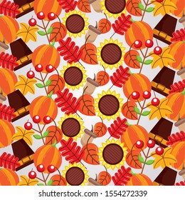 Happy thanksgiving day design, Autumn season holiday greeting and traditional theme Vector illustration