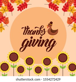 Happy thanksgiving day design, Autumn season holiday greeting and traditional theme Vector illustration