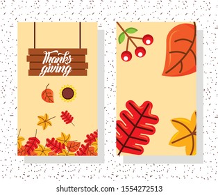 Happy thanksgiving day design, Autumn season holiday greeting and traditional theme Vector illustration