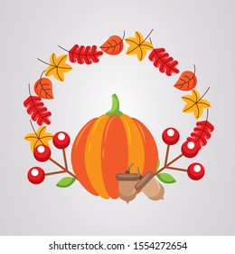 Happy thanksgiving day design, Autumn season holiday greeting and traditional theme Vector illustration