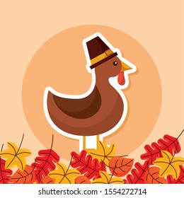 Happy thanksgiving day design, Autumn season holiday greeting and traditional theme Vector illustration