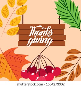 Happy thanksgiving day design, Autumn season holiday greeting and traditional theme Vector illustration