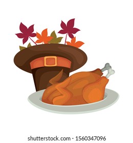 Happy thanksgiving day design, Autumn season holiday greeting and traditional theme Vector illustration