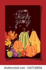 Happy thanksgiving day design, Autumn season holiday greeting and traditional theme Vector illustration