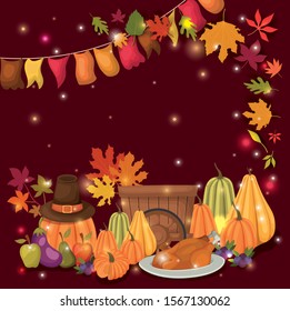 Happy thanksgiving day design, Autumn season holiday greeting and traditional theme Vector illustration