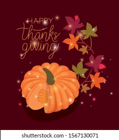 Happy thanksgiving day design, Autumn season holiday greeting and traditional theme Vector illustration