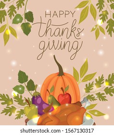 Happy thanksgiving day design, Autumn season holiday greeting and traditional theme Vector illustration