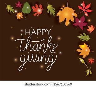 Happy thanksgiving day design, Autumn season holiday greeting and traditional theme Vector illustration