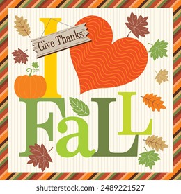 Happy Thanksgiving day design with heart and text